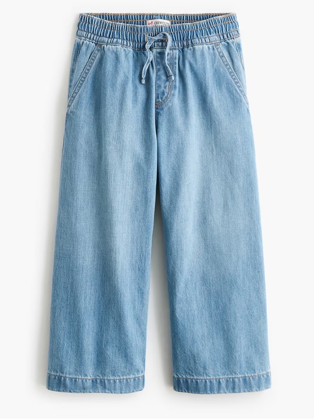 J crew light denim wash Girls' pull-on drawstring jean